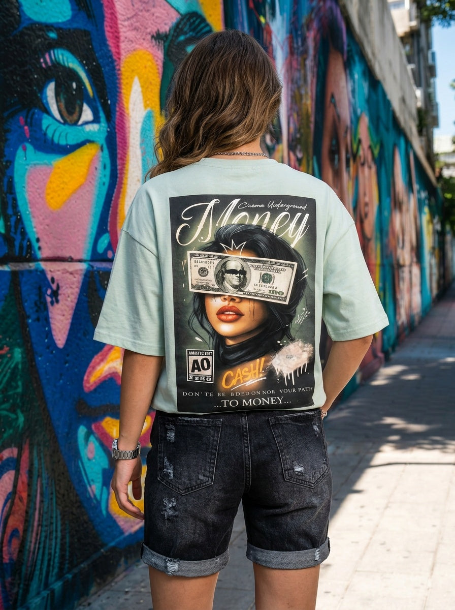 Tricou Oversize Money Make U Blind Graphic