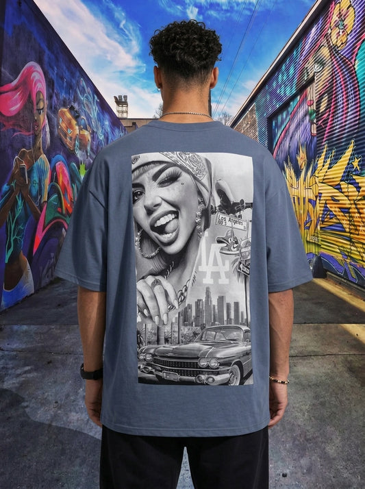 Tricou Oversize Lady In LA Graphic