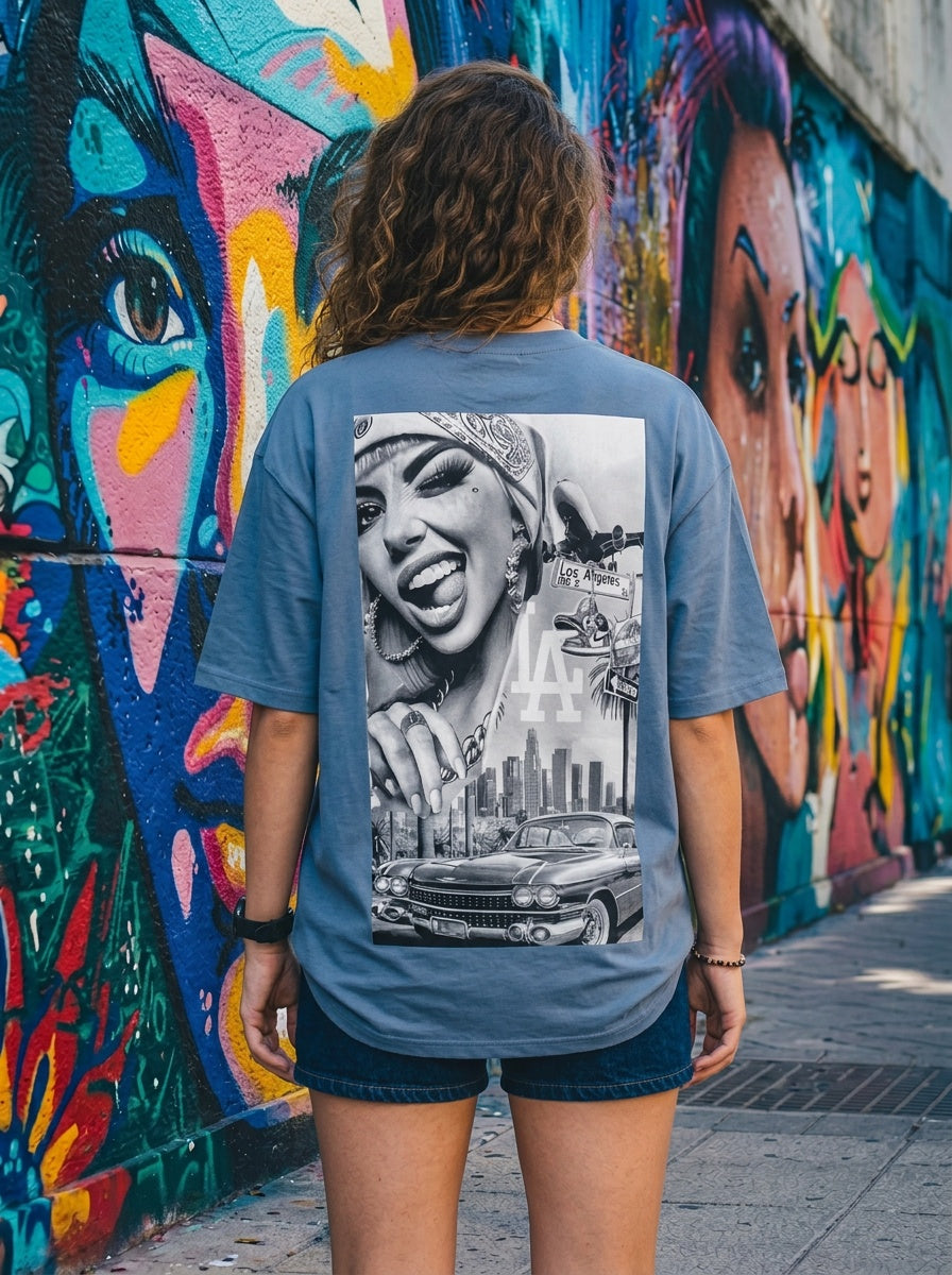 Tricou Oversize Lady In LA Graphic
