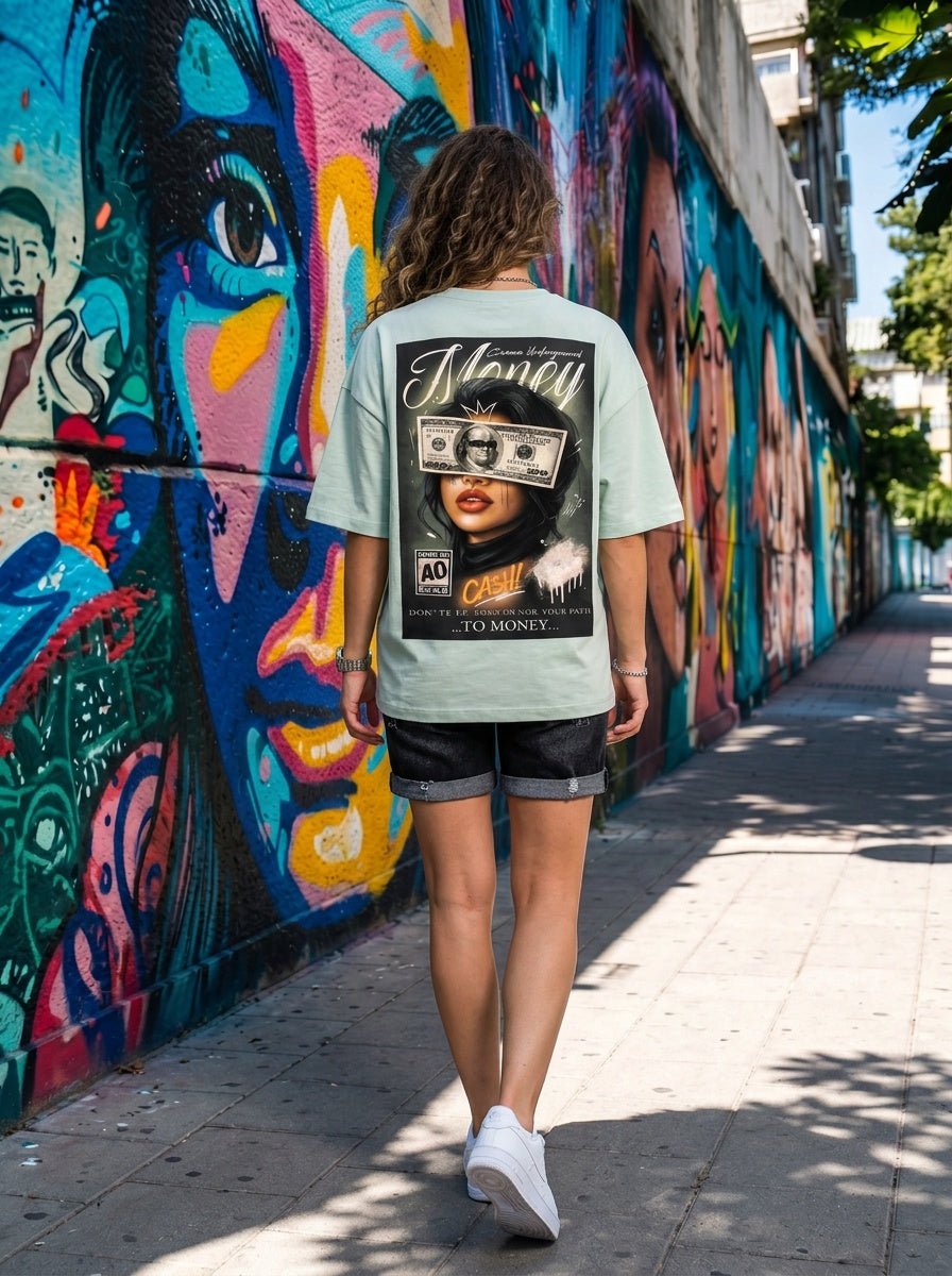 Tricou Oversize Money Make U Blind Graphic