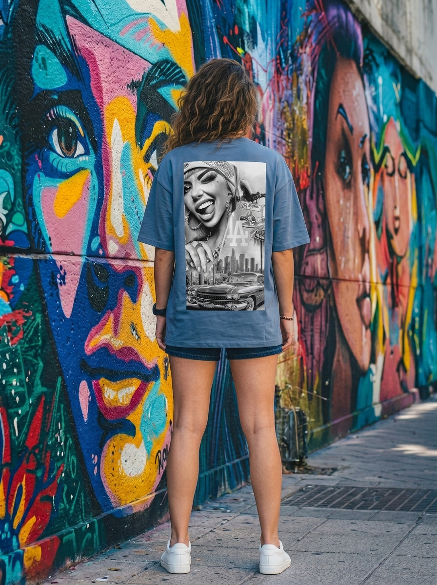 Tricou Oversize Lady In LA Graphic