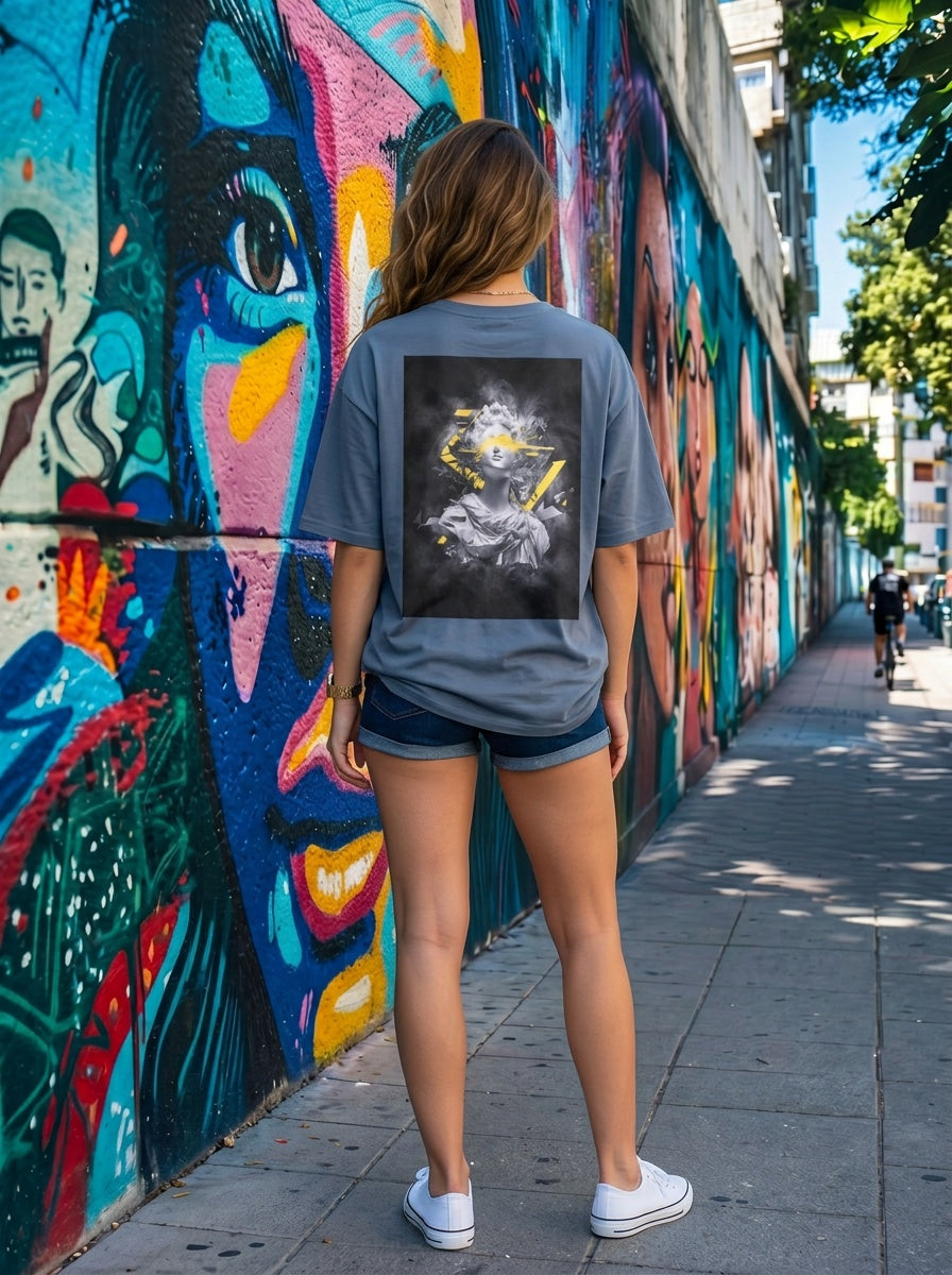 Tricou Oversize Greek Lady Justice Graphic