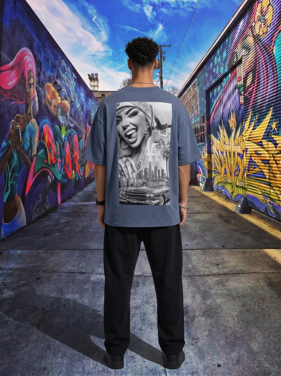 Tricou Oversize Lady In LA Graphic